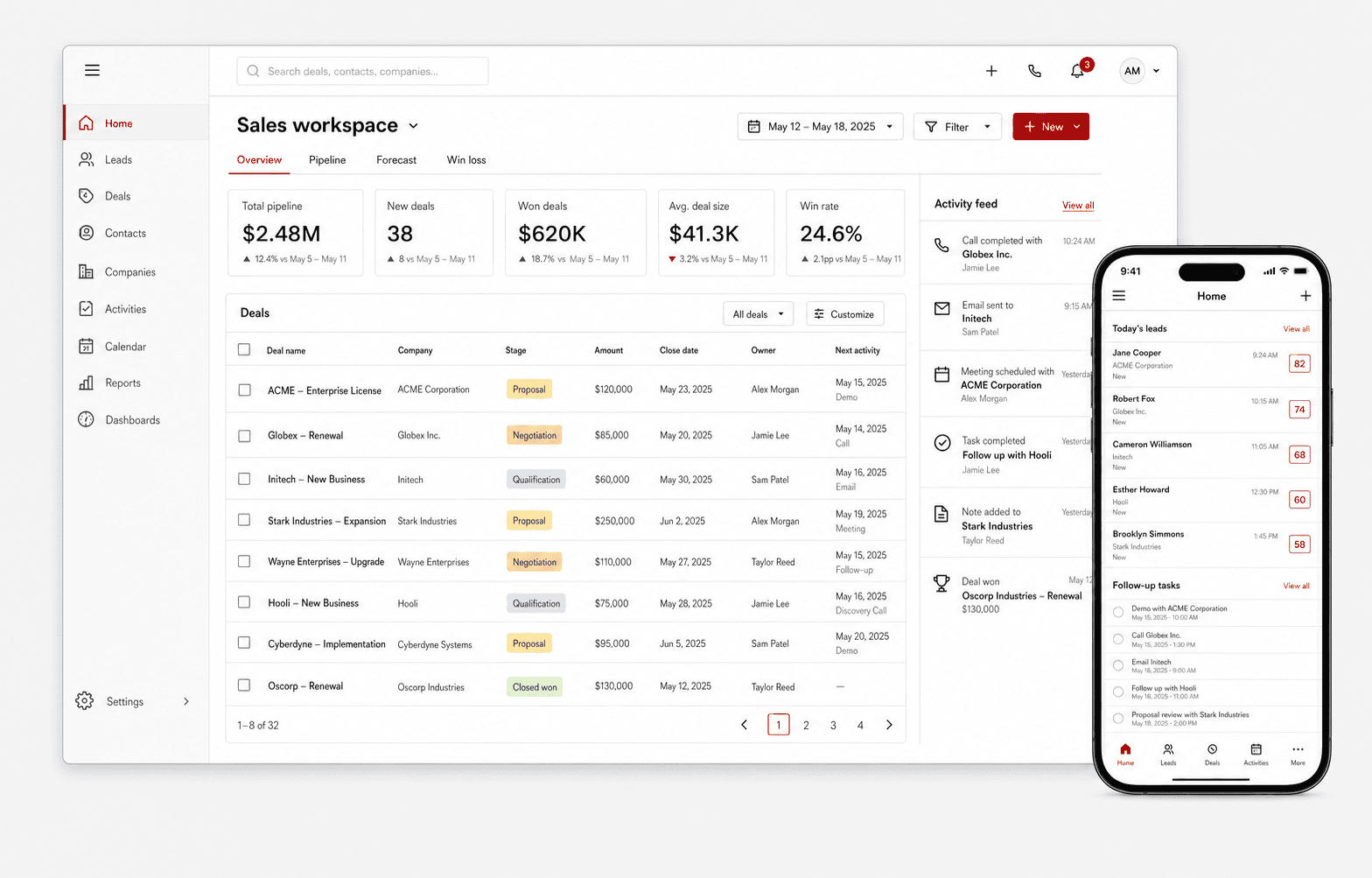 CRM Sales Workspace interface demonstration